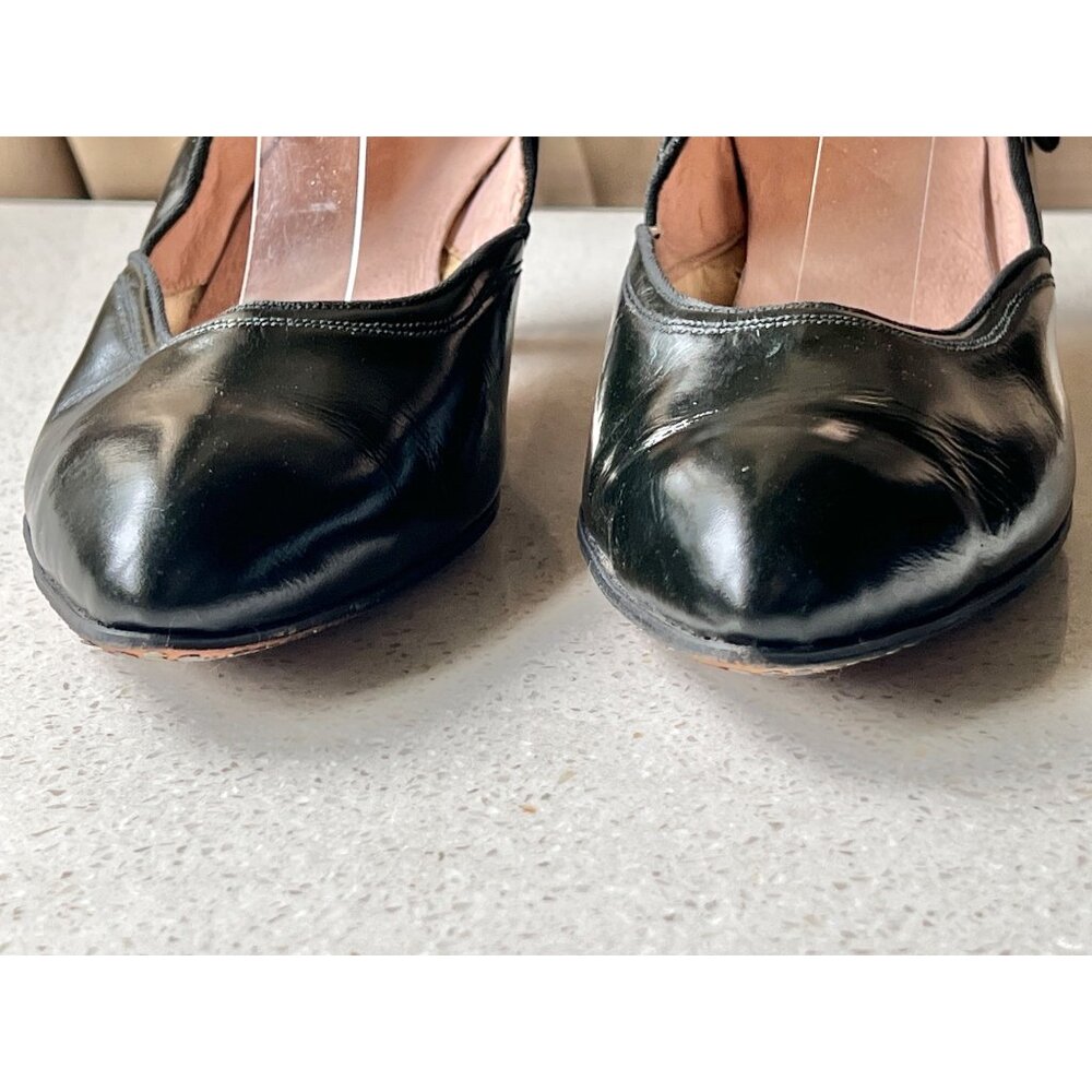 Womens Black Leather Flamenco Shoes With Strap & Low Heel Size 6 - Picture 10 of 14